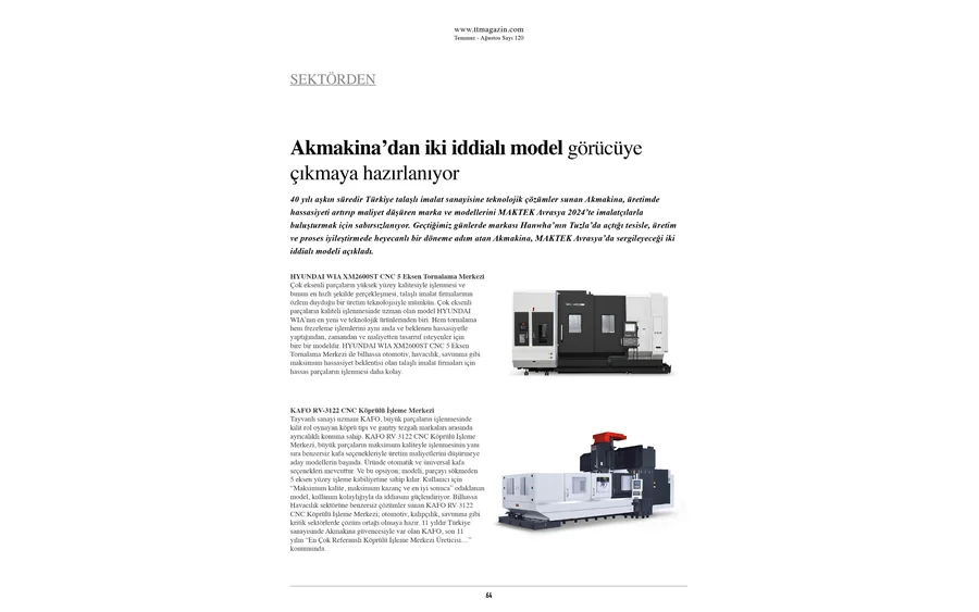 TT Magazin Sayı 120 — Akmakina'dan iki iddialı model haberi