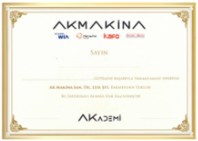Ak Makina Akademi eğitim sertifikası